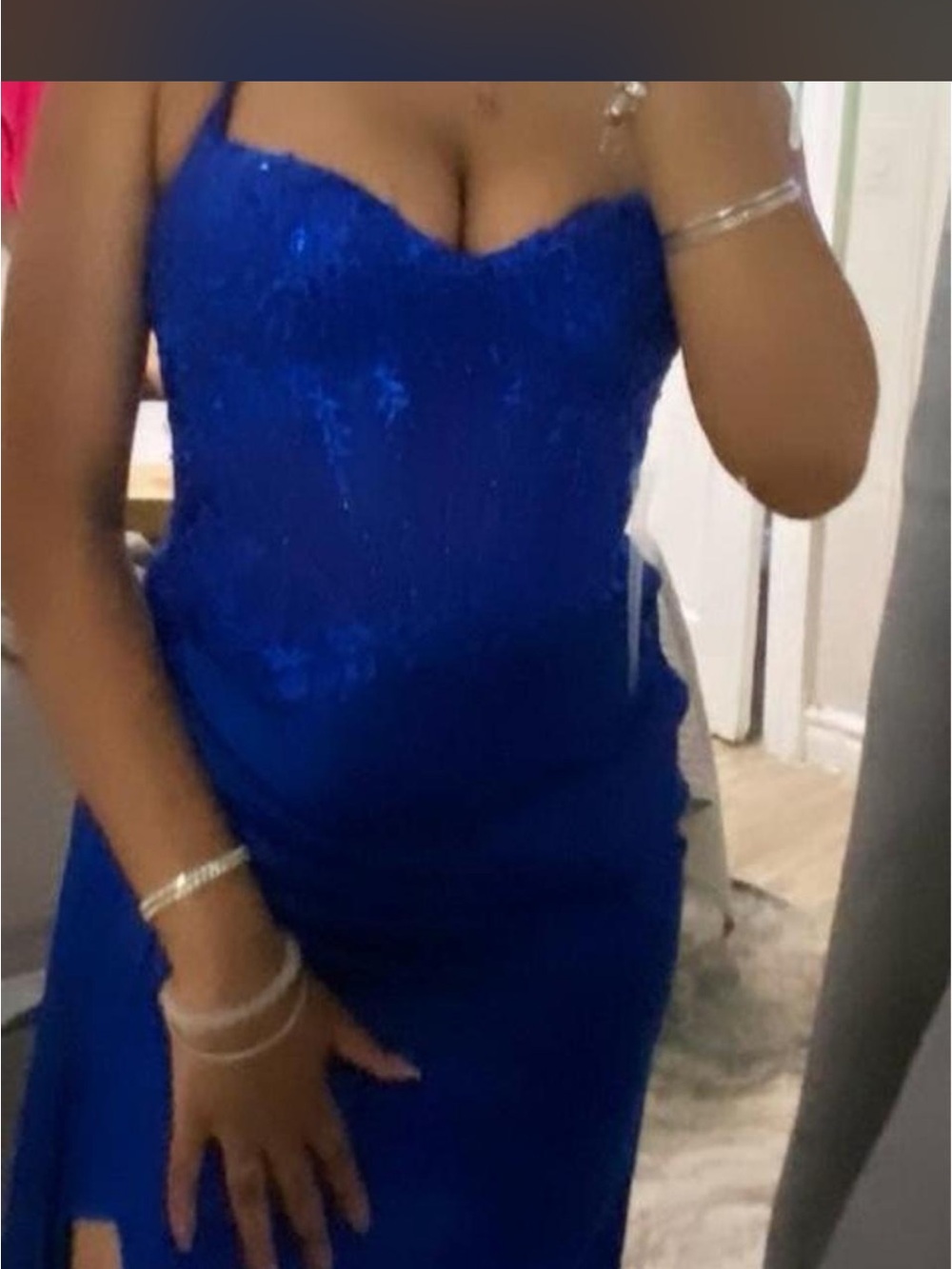 Miss Babydoll Royal Blue Strapless Sequin Gown